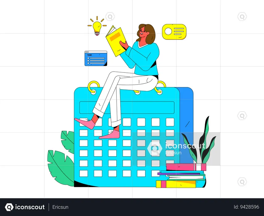 Girl making work schedule  Illustration
