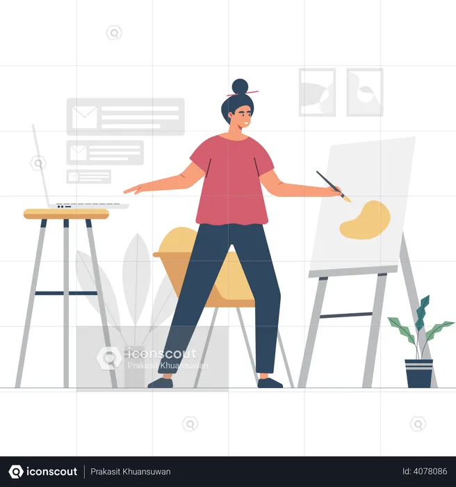 Girl managing multiple task  Illustration