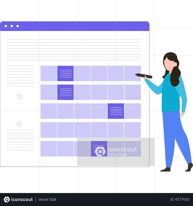 Girl marking the appointments on calendar  Illustration