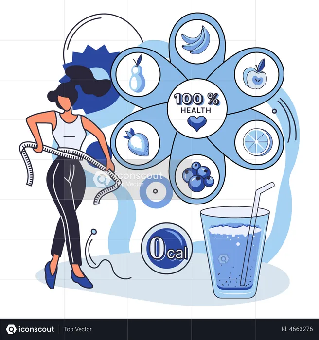 Girl measuring healthy drink  Illustration