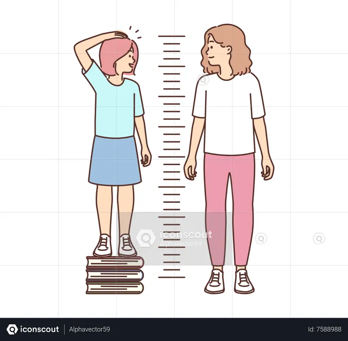 Girl measuring height  Illustration