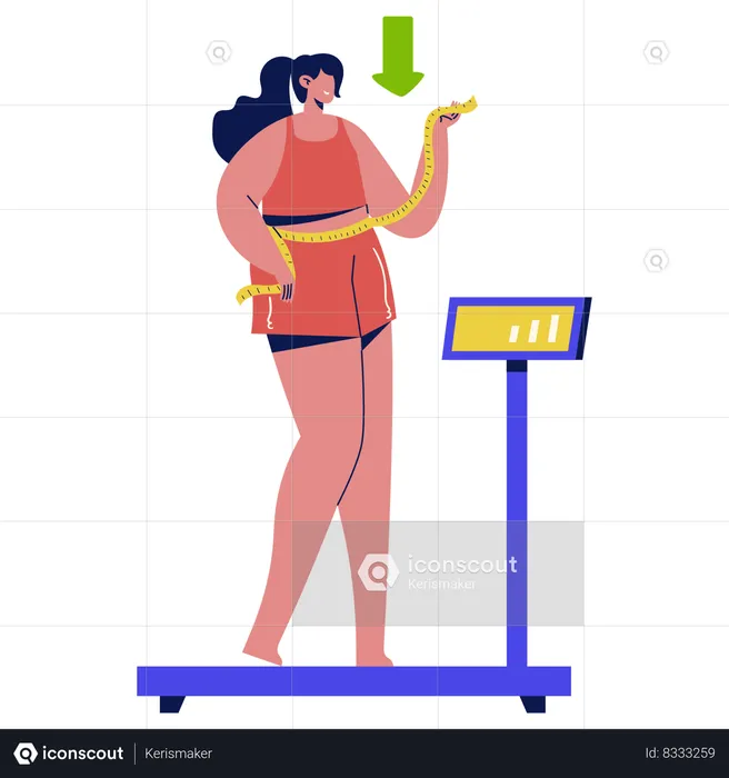 Girl measuring Weight  Illustration