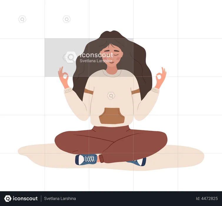 Girl Meditating  Illustration