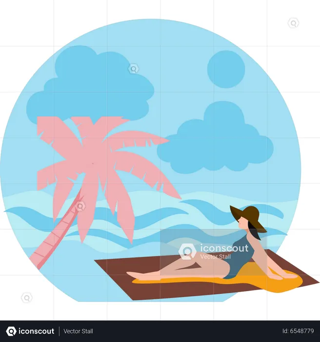 Girl on beach  Illustration