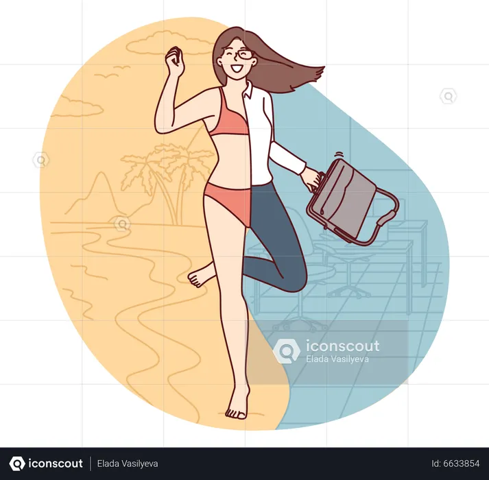 Girl on business vacation  Illustration