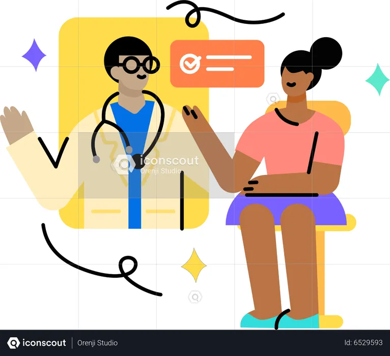 Girl on consultation with doctor online  Illustration