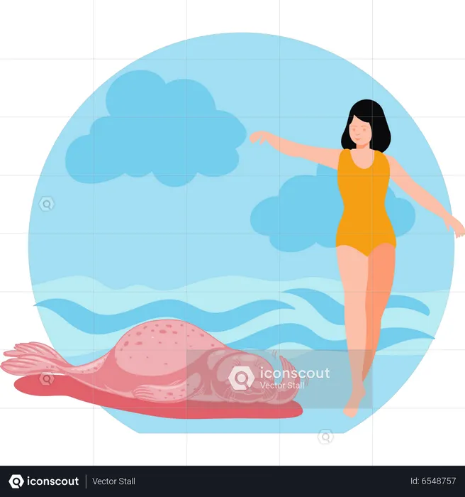 Girl on sea  Illustration