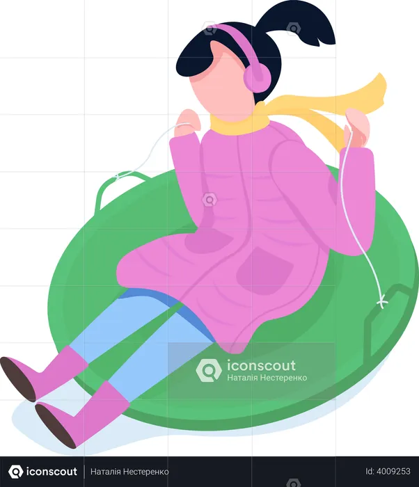 Girl on tube slide  Illustration