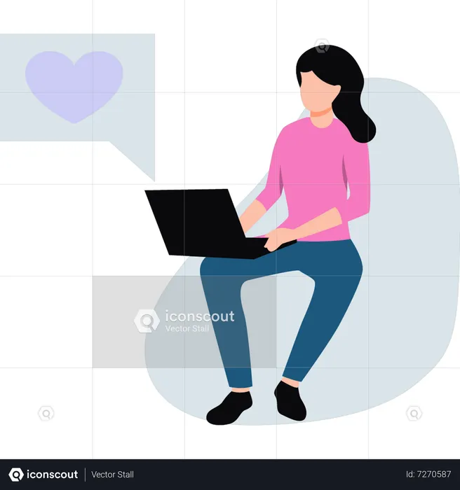 Girl online dating  Illustration