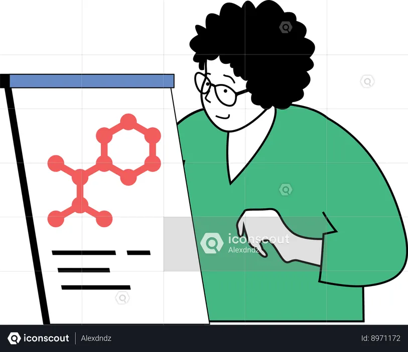 Girl online learning science formula  Illustration