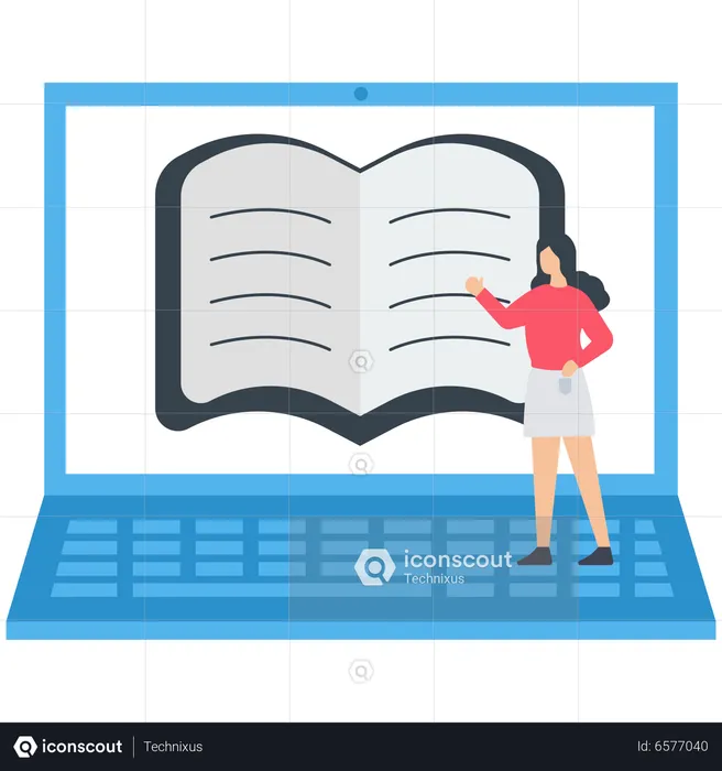 Girl Online reading book  Illustration