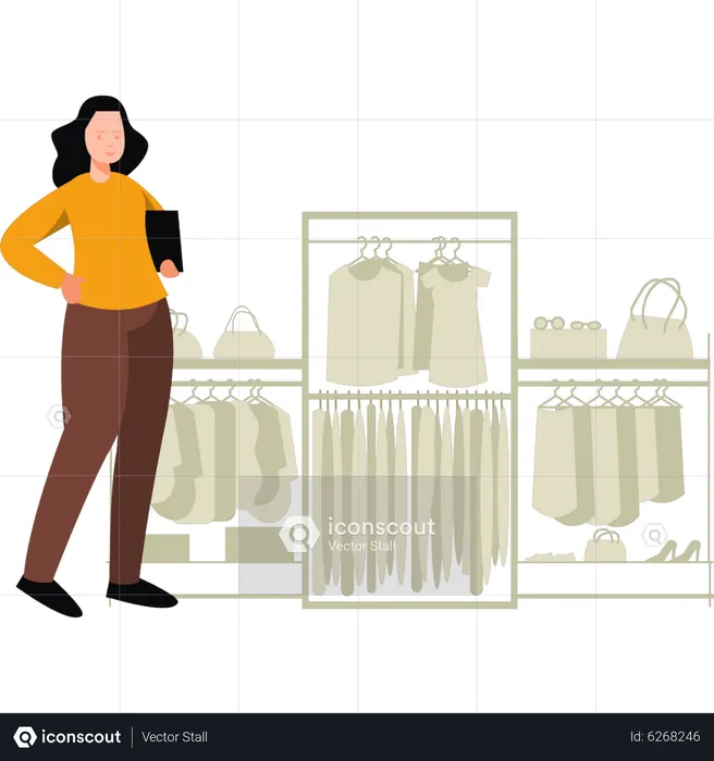 Girl owns women's shopping store  Illustration