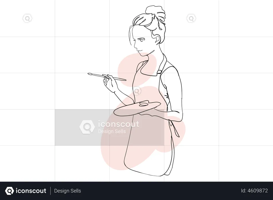 Girl Painting  Illustration