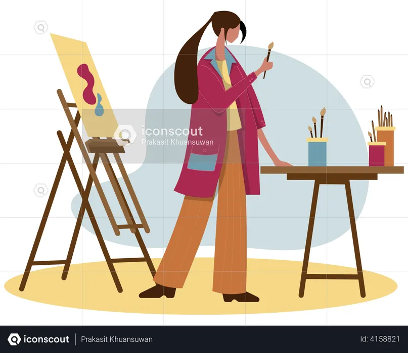 Girl painting  Illustration