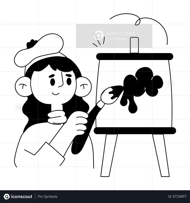 Girl painting on a canvas  Illustration