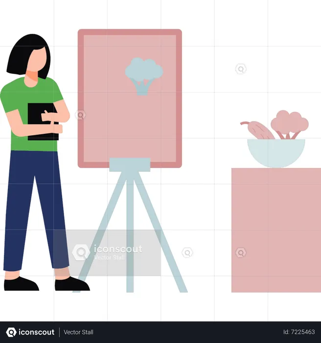 Girl painting on board  Illustration