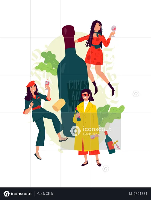 Girl partying together  Illustration
