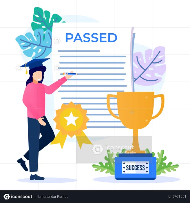 Girl passed exam  Illustration