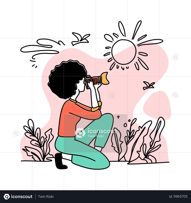 Girl Photographing  Illustration