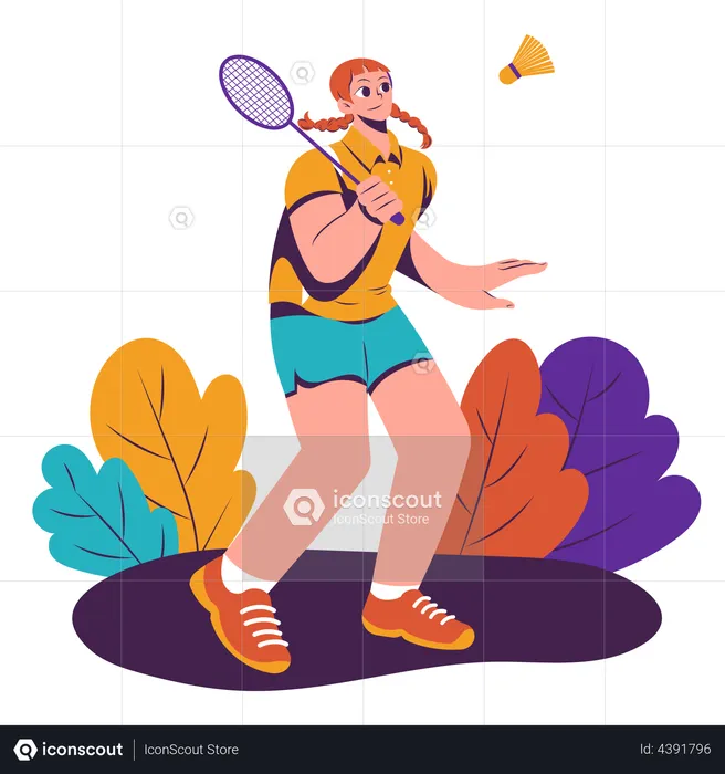 Girl playing Badminton  Illustration