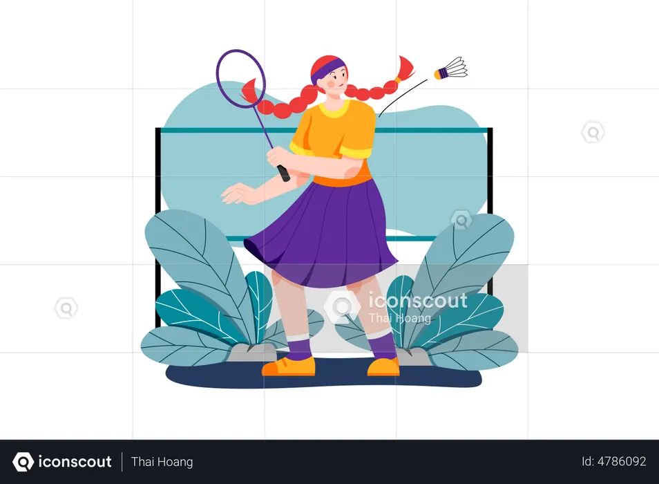 Girl playing Badminton  Illustration