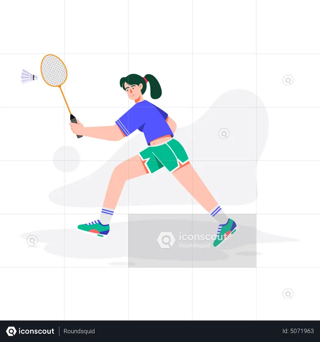 Girl playing badminton  Illustration