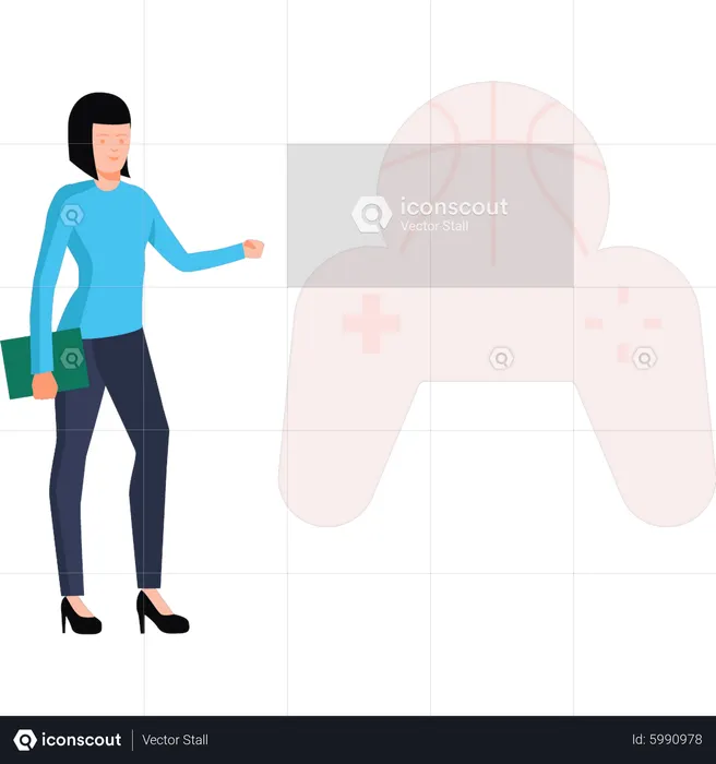 Girl playing basketball game online  Illustration