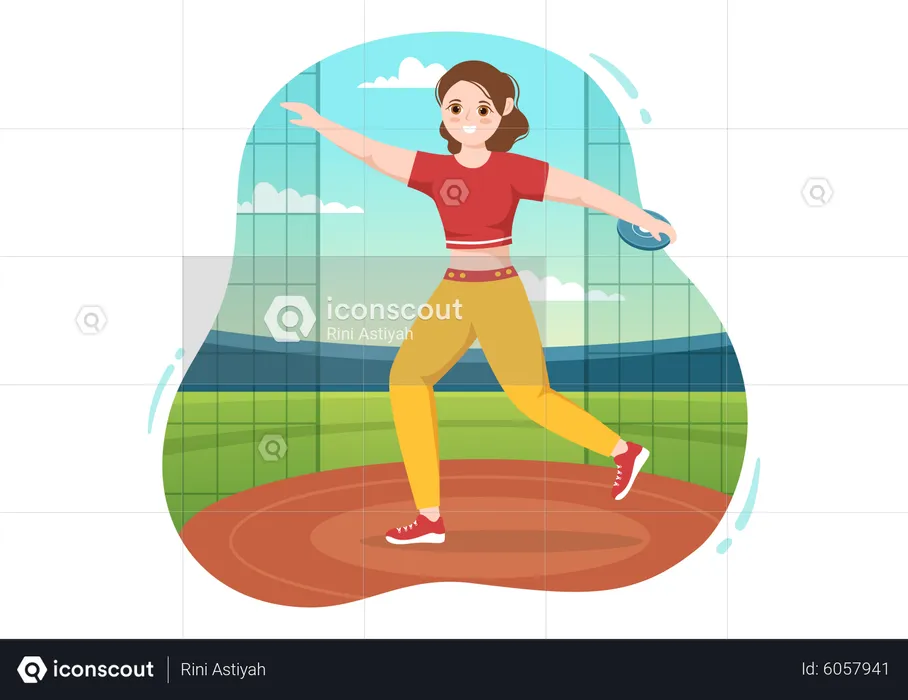 Girl playing Discus Throw  Illustration