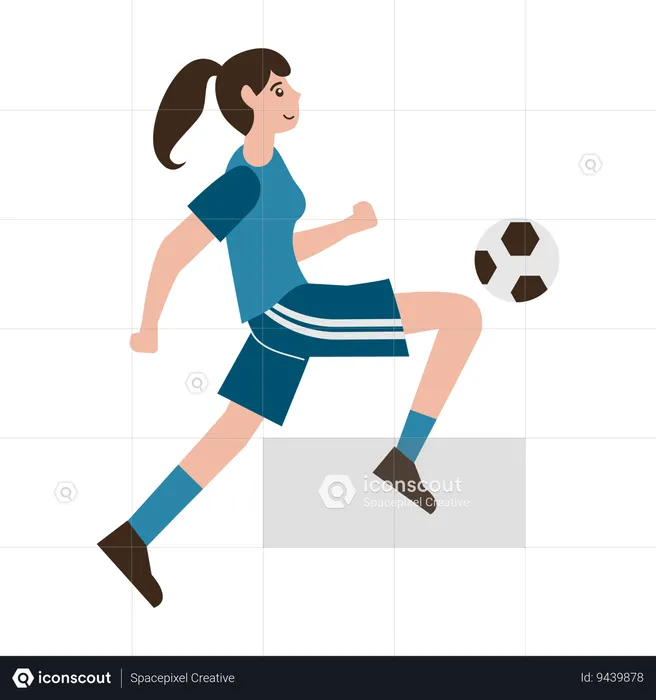 Girl Playing Football  Illustration