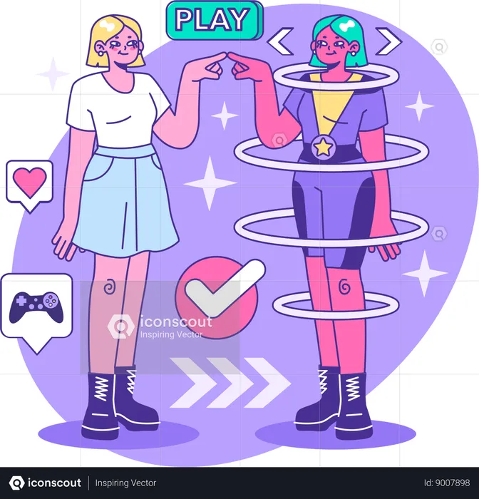Girl playing game  Illustration