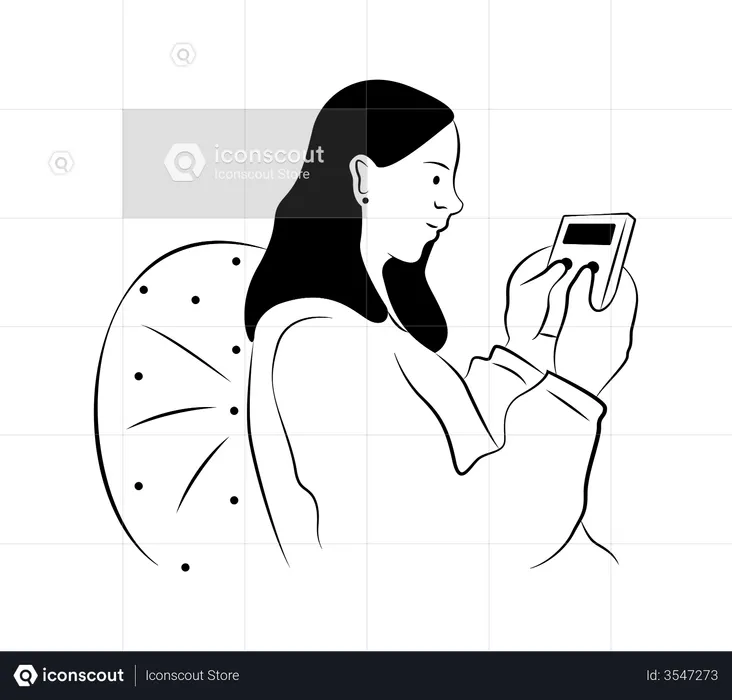 Girl playing game on smartphone  Illustration