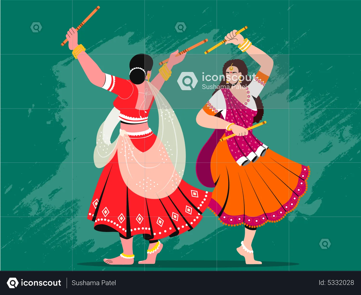 Girl Playing Garba Illustration - Free Download Festival & Days ...