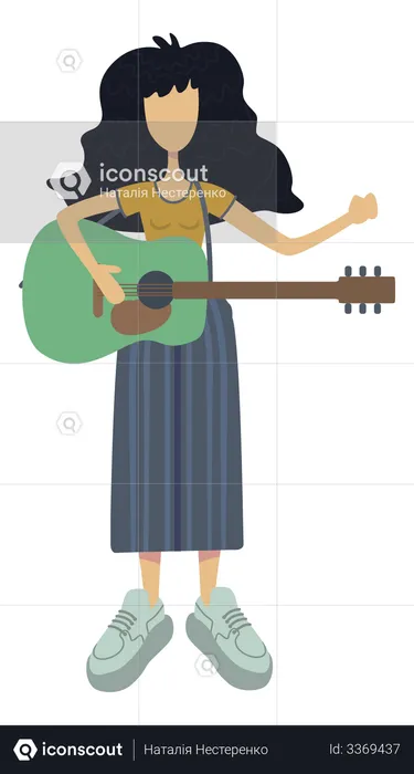 Girl playing gitar  Illustration