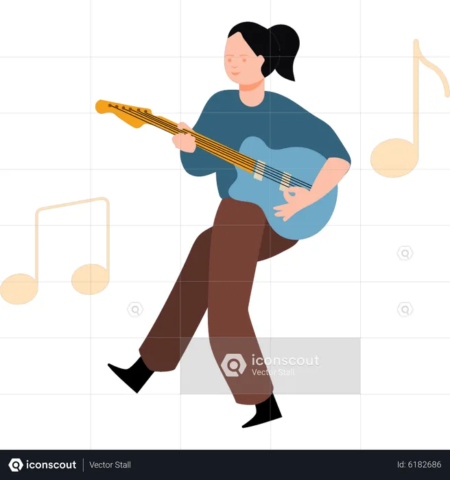 Girl playing guitar  Illustration