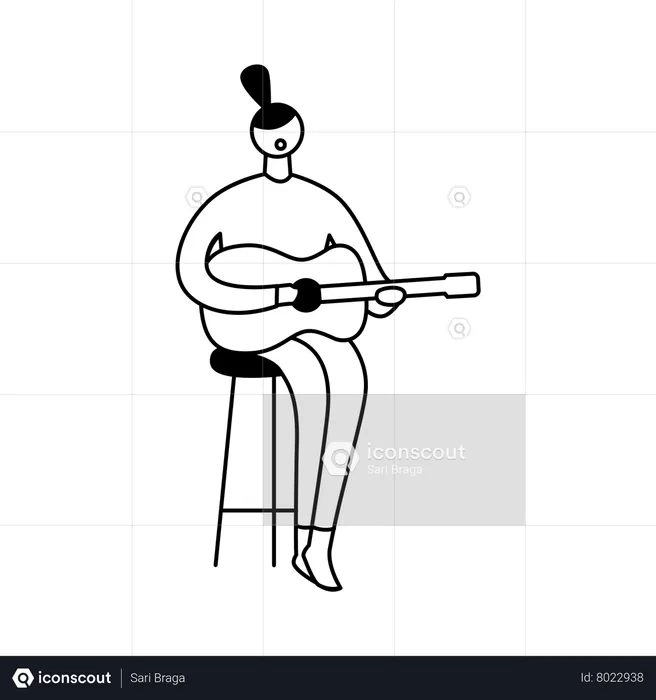 Girl Playing Guitar  Illustration