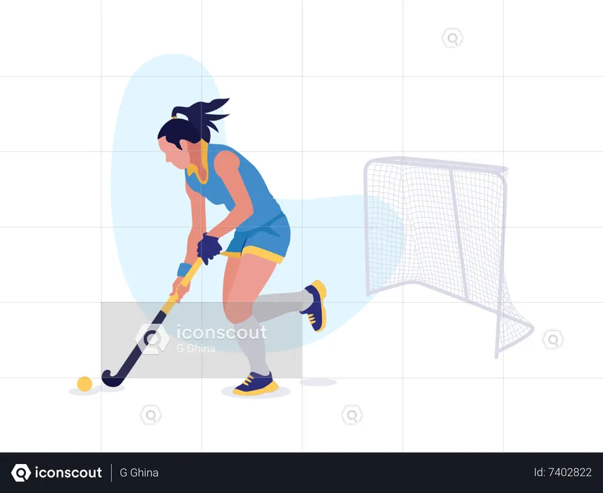 Girl playing hockey  Illustration