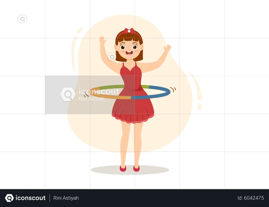 Girl Playing Hula Hoop  Illustration