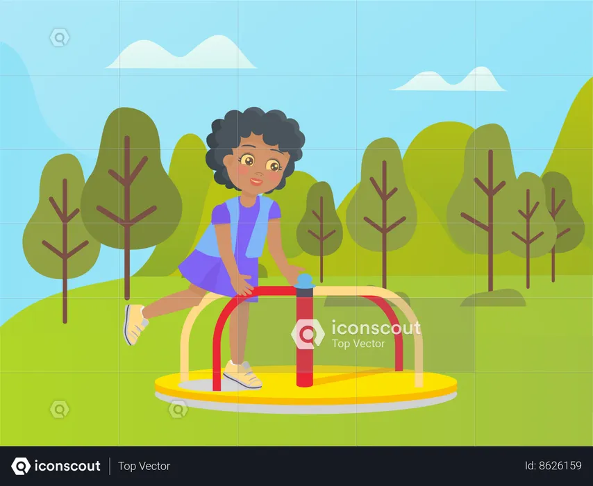 Girl playing in garden  Illustration