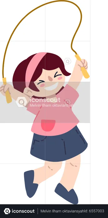 Girl Playing Jump Rope  Illustration