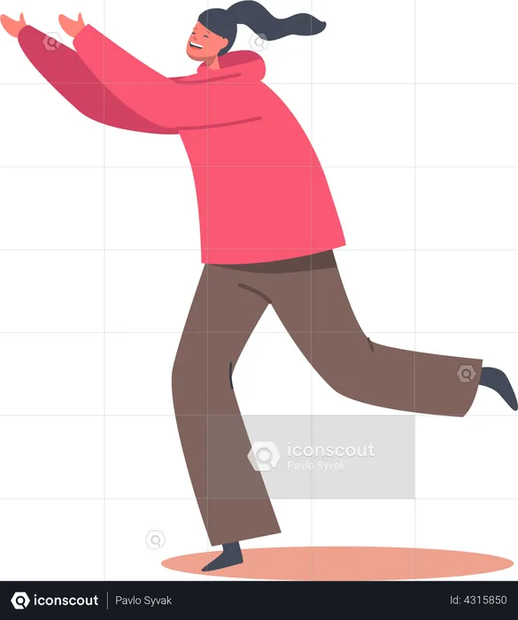 Girl playing outdoor games  Illustration