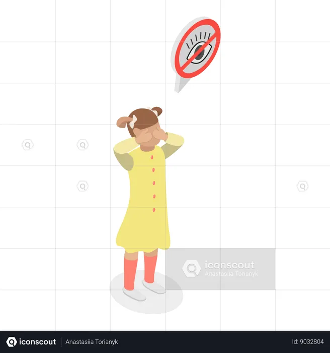 Girl playing peekaboo  Illustration