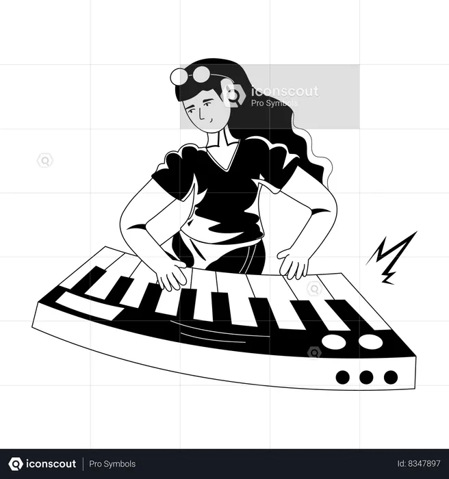 Girl playing Pianoforte  Illustration