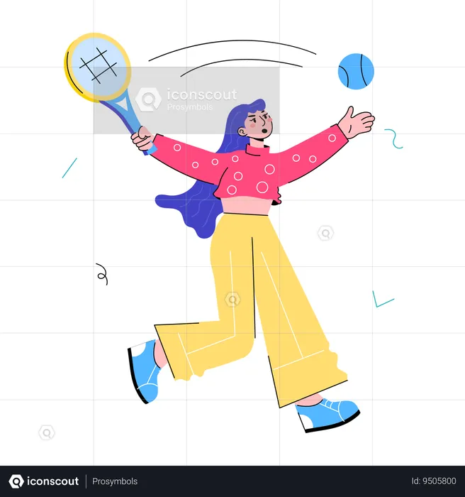 Girl Playing Tennis  Illustration