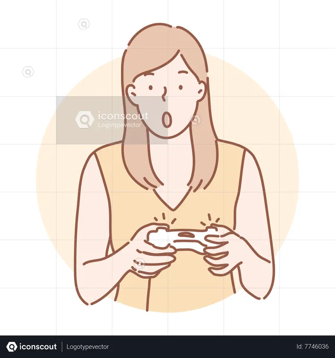 Girl playing video game  Illustration