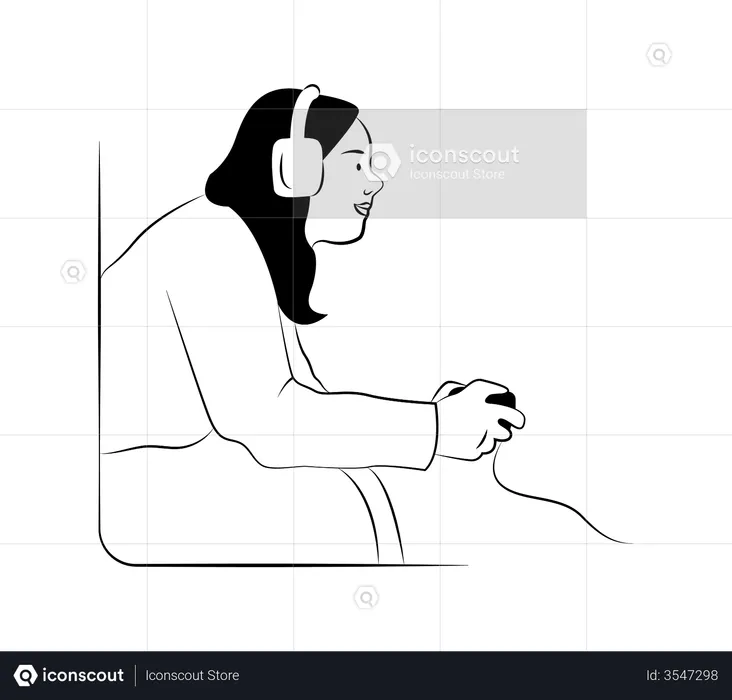 Girl playing videogame  Illustration