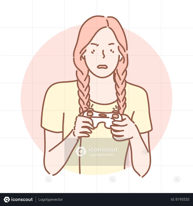 Girl playing vidoe game  Illustration