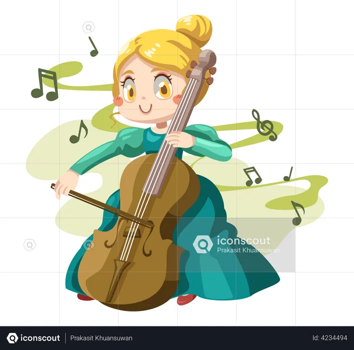 Girl Playing Violin  Illustration