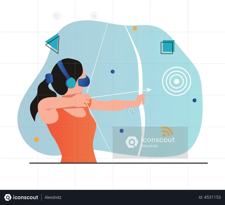 Girl playing Virtual game  Illustration