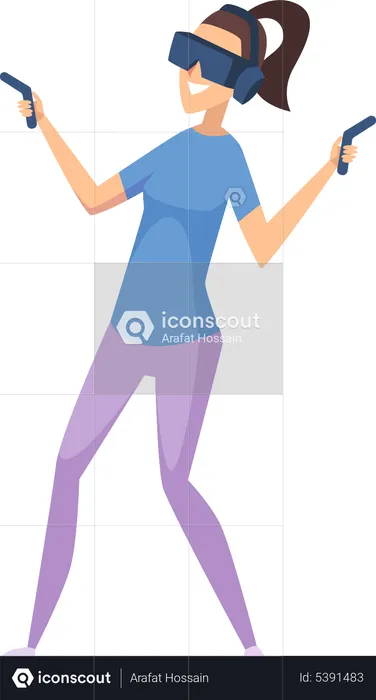 Girl playing Virtual Reality game  Illustration