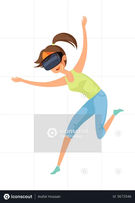 Girl playing Virtual Reality Game  Illustration